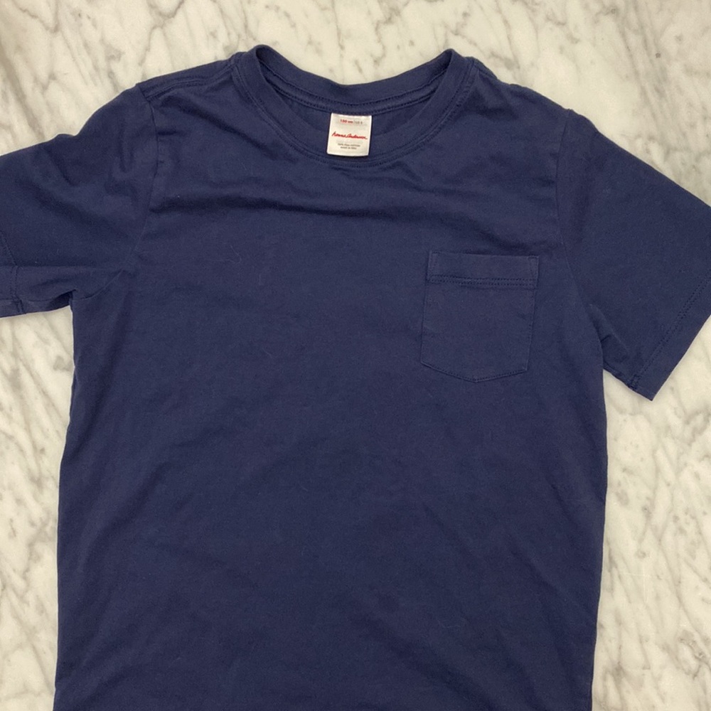 EUC Hanna Anderson NAVY short  sleeved t. Size 130 - US size 8